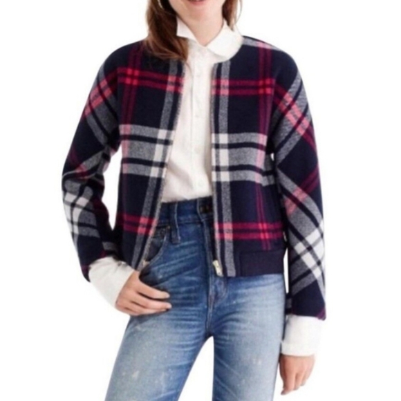 J.CREW Plaid Wool Bomber Jacket Women's Small, worn twice - Picture 4 of 5